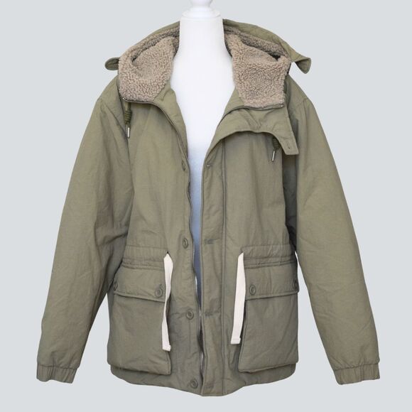 ZARA Women's Hooded Parka With Faux Shearling Lining Size L - Picture 2 of 10